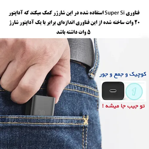 آداپتور شارژر بیسوس مدل Super Si 20W همراه با کابل لایتنینگ (6)